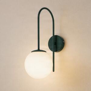 Luminex Aplică de perete Cambridge, verde închis, înălțime 34 cm, metal/sticlă E14, reglabil, Verde, Camera de zi / sufragerie, Metal, Modern, glob