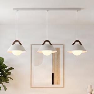 Luminex Lampă suspendată Funda, albă, lungime 110 cm, 3 becuri, metal/sticlă, reglabil, Alb, Camera de zi / sufragerie, Metal, Scandinavă