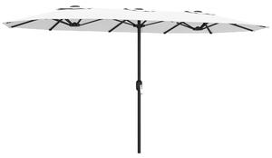 Outsunny Umbrelă Dublă de Grădină 4.6x2.7 m, Umbrelă de Exterior cu Manivelă, Husă Protectoare, 12 Spițe, Anti UV 50+, pentru Terasă Balcon Piscină Grădină, Alb | Aosom Romania