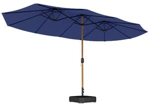 Outsunny Umbrelă Dublă de Grădină 4.7x2.8 m, Umbrelă de Exterior cu Manivelă, Bază Cruce, Saci de Nisip, Husă de Protecție, 12 Spițe, Anti-UV, pentru Terasă și Balcon, Albastru Închis | Aosom Romania