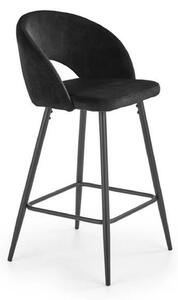 Scaun bar H96, negru - HLR 66, stofa catifelata/otel, 48x49x89 cm