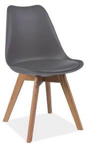 Scaun KRIS, gri/stejar, piele ecologica/lemn, 49x43x83 cm