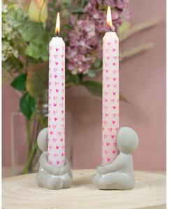 Set 2 suporturi de lumanari din gresie IDEAS 4 SEASONS, roz