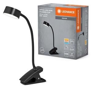 Ledvance - Lampă de masă LED CYLINDER cu clemă și comutator tactil dimabil LED/4,8W/5V 3000-6500K neagră