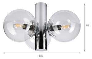 Plafonieră SFERIO, 3x E14, 5W, 230V, crom lucios/sticlă transparentă