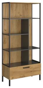 Biblioteca SANTES, stejar artisan auriu/gri antracit, PAL, 90x42x198 c