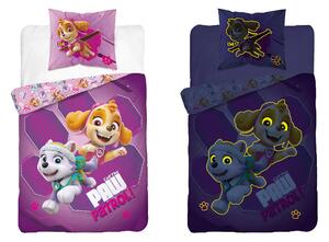 Lenjerie de pat luminoasa PAW PATROL Call the Patrol roz Dimensiune lenjerie de pat: 70 x 80 cm | 140 x 200 cm