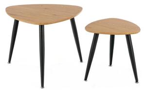 SET 2x măsuță laterală NICEA d. 40/60 cm stejar auriu/negru