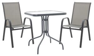 Set de gradina masa si scaune 3 bucati Watson-Calan metal negru-textilena gri inchis 70x70x70cm