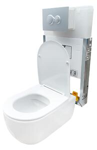 Set Supreme cu vas WC suspendat 49 cm + rezervor incastrat + capac duroplast + buton actionare