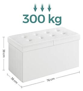 Bancuta hol cufar cu depozitare, Songmics, Alb, 76x38x38 cm