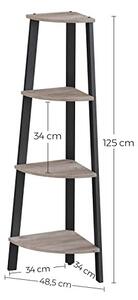 Raft de colt, Vasagle, Bej-Negru , 34x34x124.5 cm