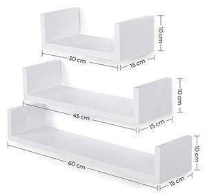 Set 3 rafturi suspendate, Songmics, LWS66W, Alb, 30/45/60 cm