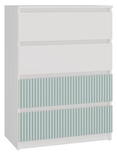 Drohmo MIX M4 ARTEO comoda, 70x97x40 cm, alb-verde menta