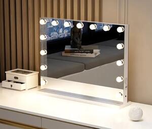 RESIGILAT- Oglindă cosmetică, sistem iluminare LED cu 3 culori, Senzor Tactil, Luminozitate Reglabilă, USB, Alb, GLAM 15