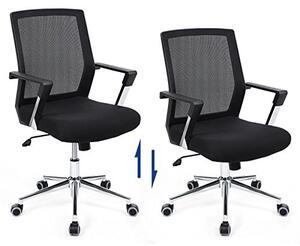Scaun de birou, Songmics, Negru, 61x55x(92-102) cm