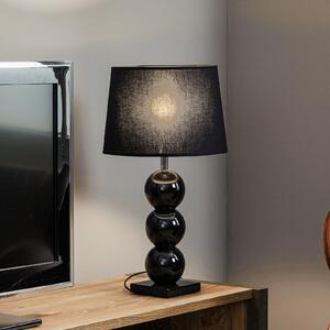 Argon Lampă de masă din material textil Fulda, decor sticlă, negru, Negru, Camera de zi / sufragerie, Țesătură / Textil