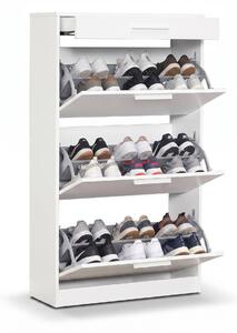Pantofar Adore Extra, 3 compartimente, capacitate 18 perechi incaltaminte, Alb - Nuc, 75x128x29 cm