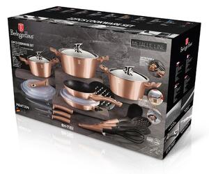 Set oale si tigai marmorate, 22 piese, din aluminiu forjat, Berlinger Haus, Rose Gold, BH/7182