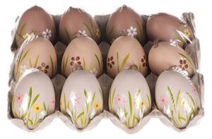 Set de ouă artificiale vopsite maro și alb, 12 buc