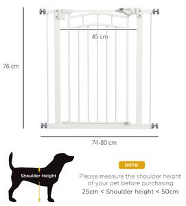 PawHut Poartă de Protecție pentru Scări și Uși, pentru Câinișori, Sistem de Închidere Automată, Montare Fără Găurire, Albă | Aosom Romania