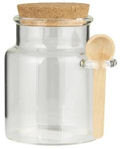 IB Laursen Recipient din sticla pentru alimente WOODEN SPOON cu capac de pluta si lingura 300 ml