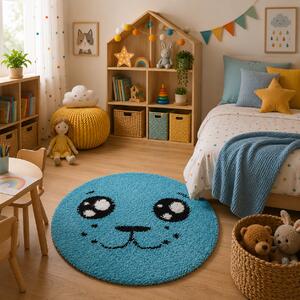 Covor Fantasy Foca, Turcoaz, 67x67 cm, Rotund, 2550 gr mp
