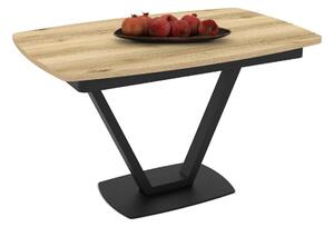 Masa extensibila NIKA, stejar/negru, ceramica/metal, 125/165x80x75 cm