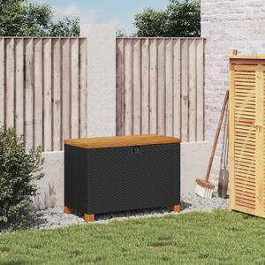 Cutie depozitare grădină negru 80x40x48cm lemn acacia poliratan