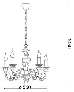 Lustră pe lanț Ideal Lux FIRENZE 5xE14/40W/230V d. 55 cm alb/auriu