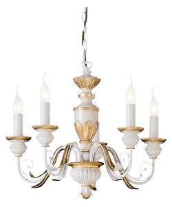 Lustră pe lanț Ideal Lux FIRENZE 5xE14/40W/230V d. 55 cm alb/auriu