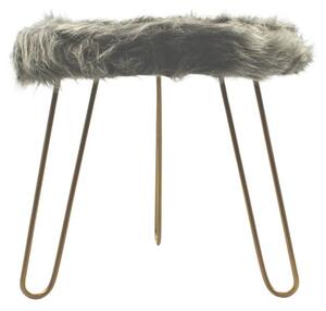 Scaun Decorativ cu Blăniță Artificială, 30x30x28 cm, 3 Picioare Metalice – Home & Styling, gri
