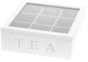 Cutie depozitare ceai 9 compartimente TEA, Alb, 22,5x9 cm, WENKO