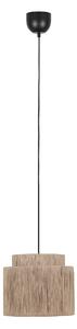 Lampă suspendată Japandi neagră cu frânghie maro 31cm - Smilla
