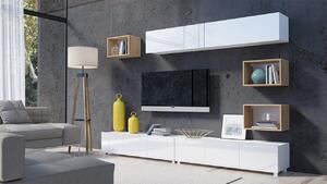 Mobilier living Badiani XXXI (alb + alb lucios + Stejar auriu). 1121916