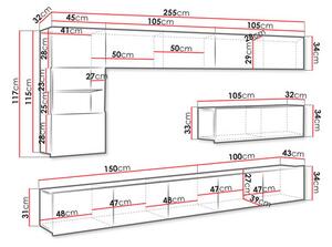 Mobilier living Badiani IV (stejar auriu + alb). 1121917