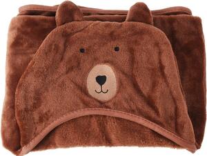Pătură fleece pentru copii cu glugă Bear maro , 70x 100 cm