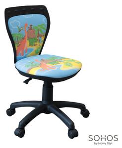 Scaun de birou pentru copii Ministyle, baza neagra, textil Foxy Dino