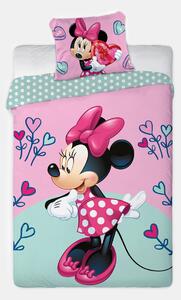 Lenjerie de pat pentru copii Minnie Hearts roz 140x200 cm