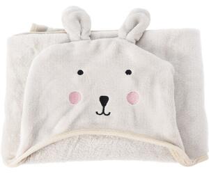 Pătură fleece pentru copii cu glugă Fox bej , 70 x100 cm