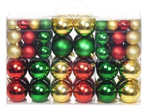 Globuri de Crăciun, 100 buc., roșu/auriu/verde