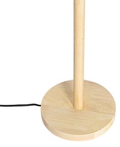 Lampă de podea rurală lemn cu abajur boucle taupe - Mels