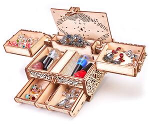 Puzzle 3D din lemn cutie de bijuterii decorata cu cristale Swarovski