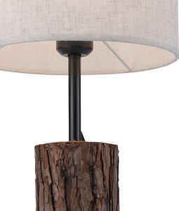 Lampa de masa rurala lemn cu abajur alb - Oriana