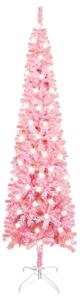 Brad de Crăciun subțire cu LED-uri, roz, 150 cm