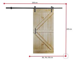 Ușă glisantă din lemn masiv BARN + Amortizor, 86x205x3,6