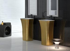 Lavoar freestanding auriu alb 52 cm din compozit mineral DuraBe, Besco Assos Glam Auriu/Alb