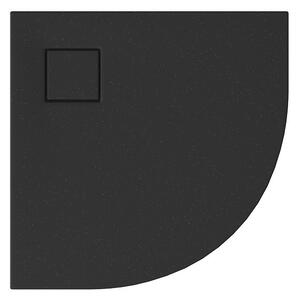 Cadita dus semirotunda neagra 80x80 cm Cersanit Tako Slim cu sifon inclus 800x800 mm, Semirotunda, Negru mat