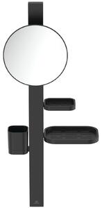 Set accesorii baie pentru lavoar Ideal Standard Alu+ negru mat 70 cm, oglinda mobila Negru mat