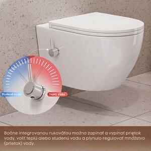 Erga Lily, vas de toaletă suspendat cu funcție de bideu + capac WC, alb lucios, ERG-V03-LILY-RIM-BID-WH